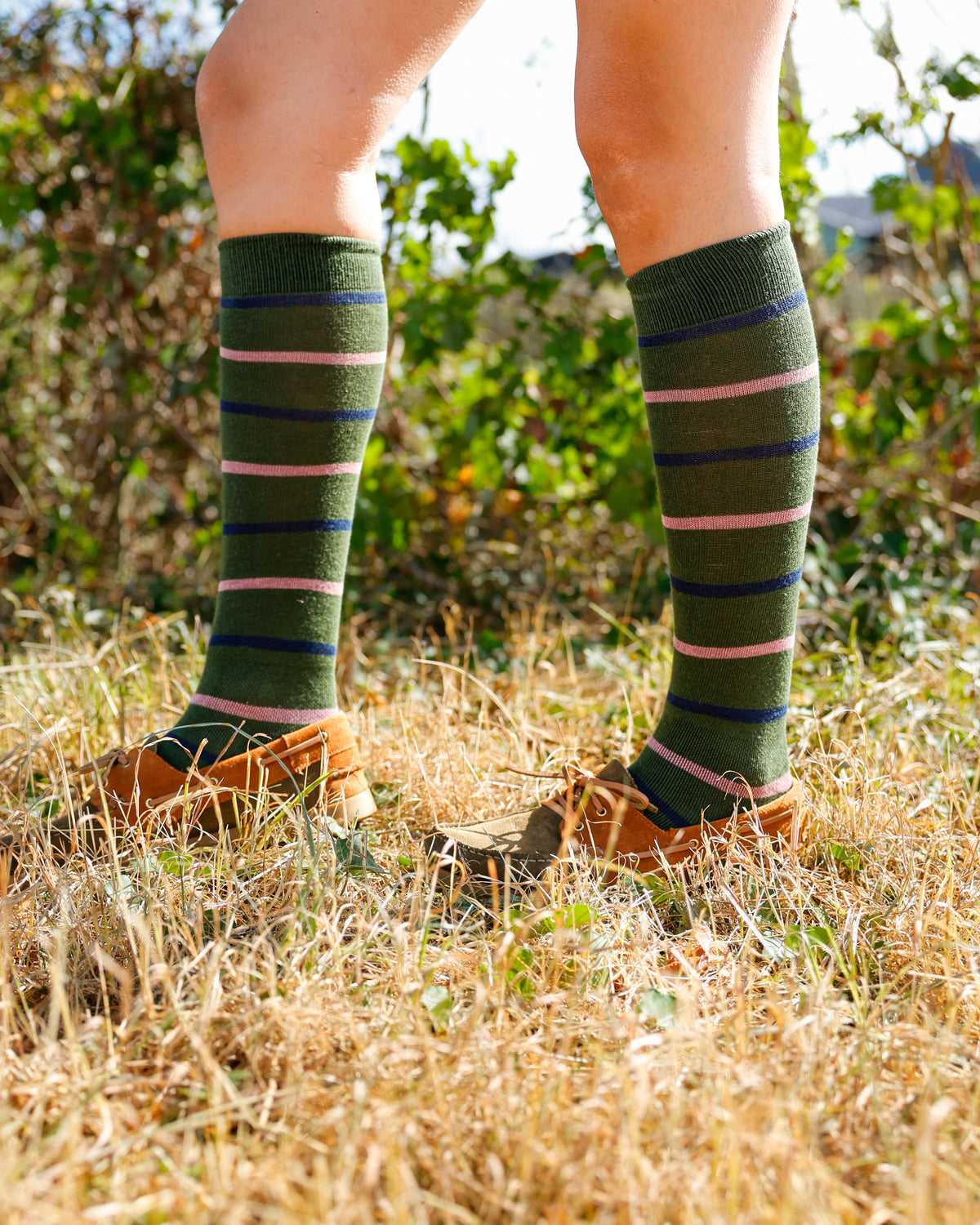 Green Stripe Classic Long Socks