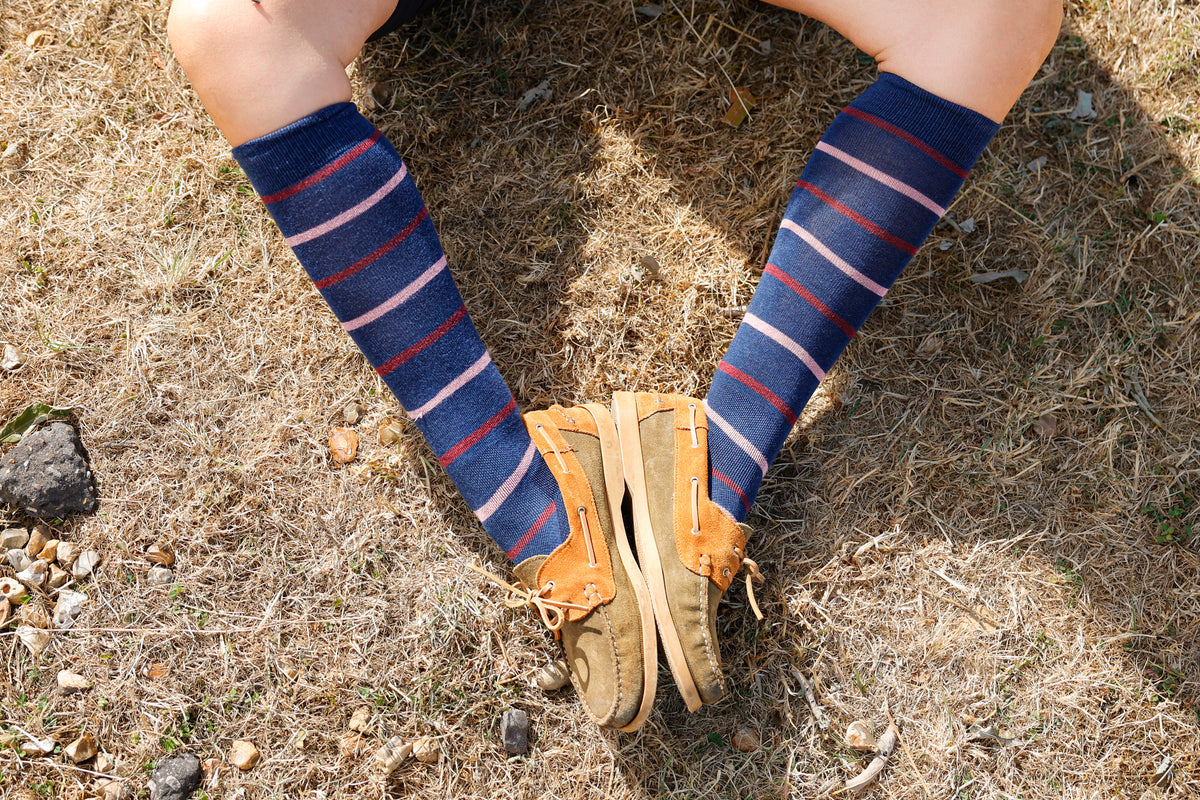 Navy Stripe Classic Long Socks