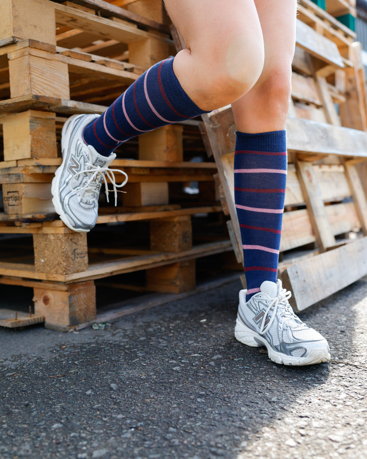 Navy Stripe Classic Long Socks