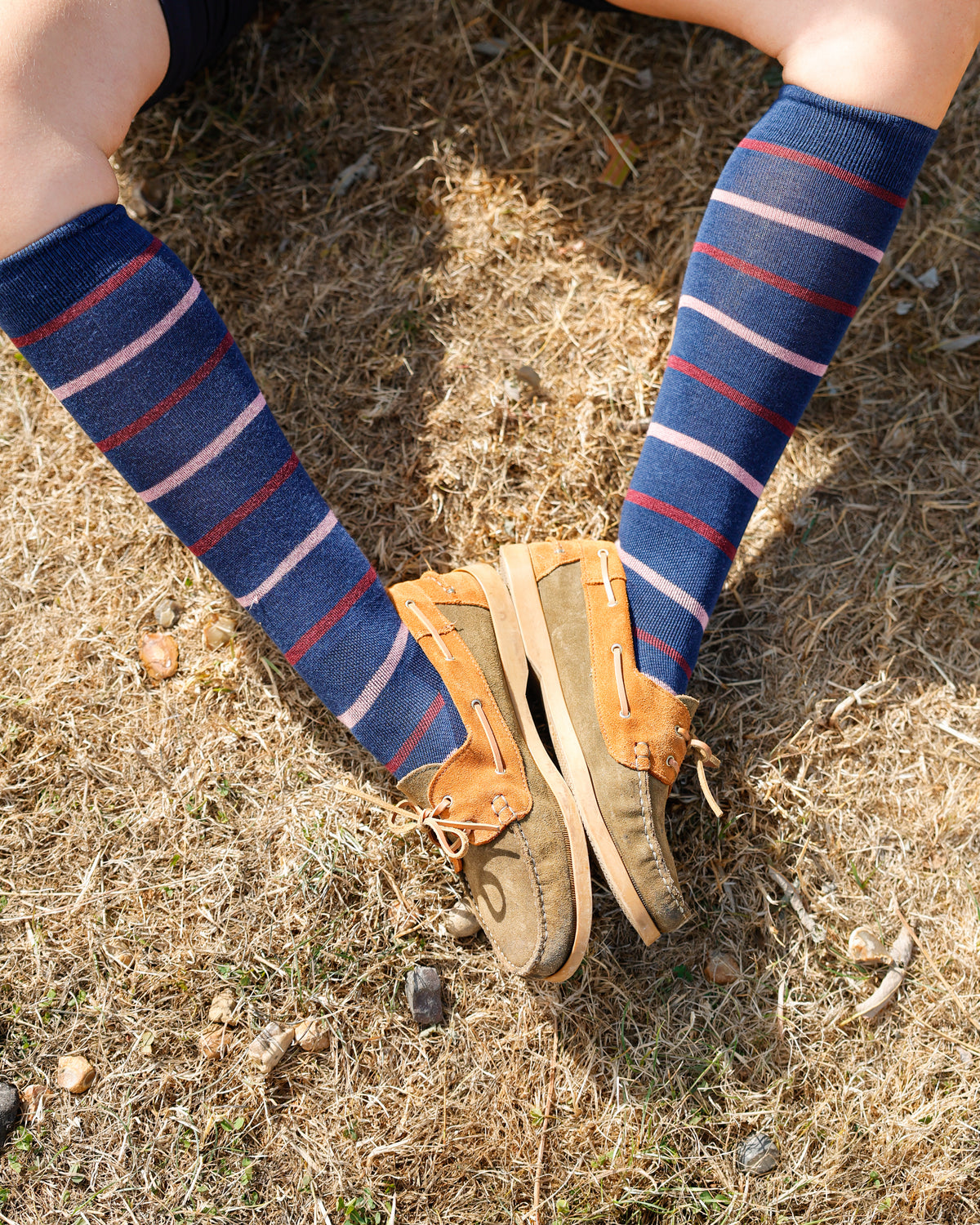 Navy Stripe Classic Long Socks